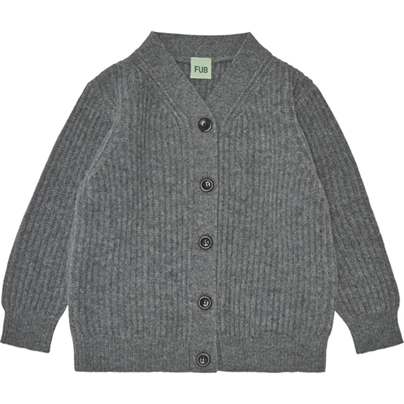 FUB Lambswool Cardigan Charcoal MelangeUnisex cardigan