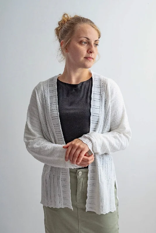 Cora Crochet Cardigan in IvoryVelvet cardigan