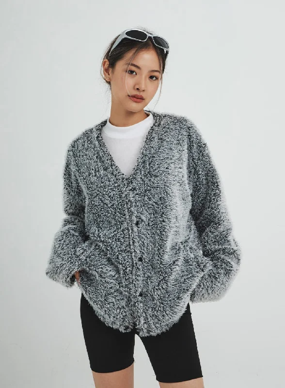 Loose Fit Cardigan Unisex CS14Cable-knit cardigan