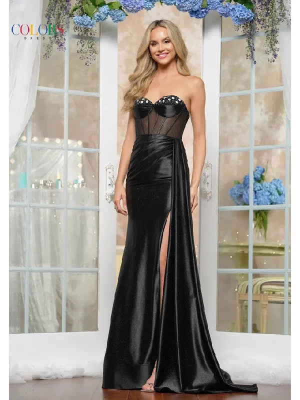 Colors 3629 Long Formal Fitted Glitter Prom DressTightknit