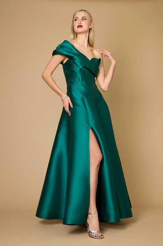 One Shoulder Long Formal Ball Gown Evening Dress Emerald GreenTightknit