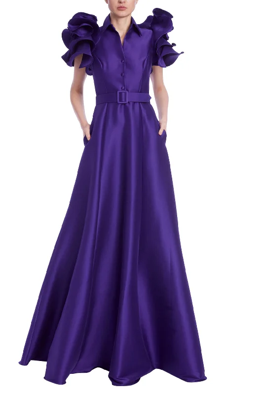 Badgley Mischka EG4184 Formal Long Belted Ruffle DressTightcompetition