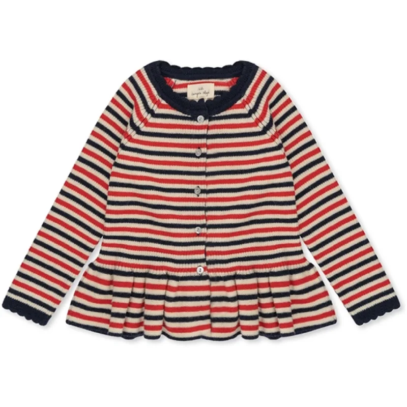 Konges Sløjd Navy Stripe Meo Scallop Knit CardiganVegan cardigan