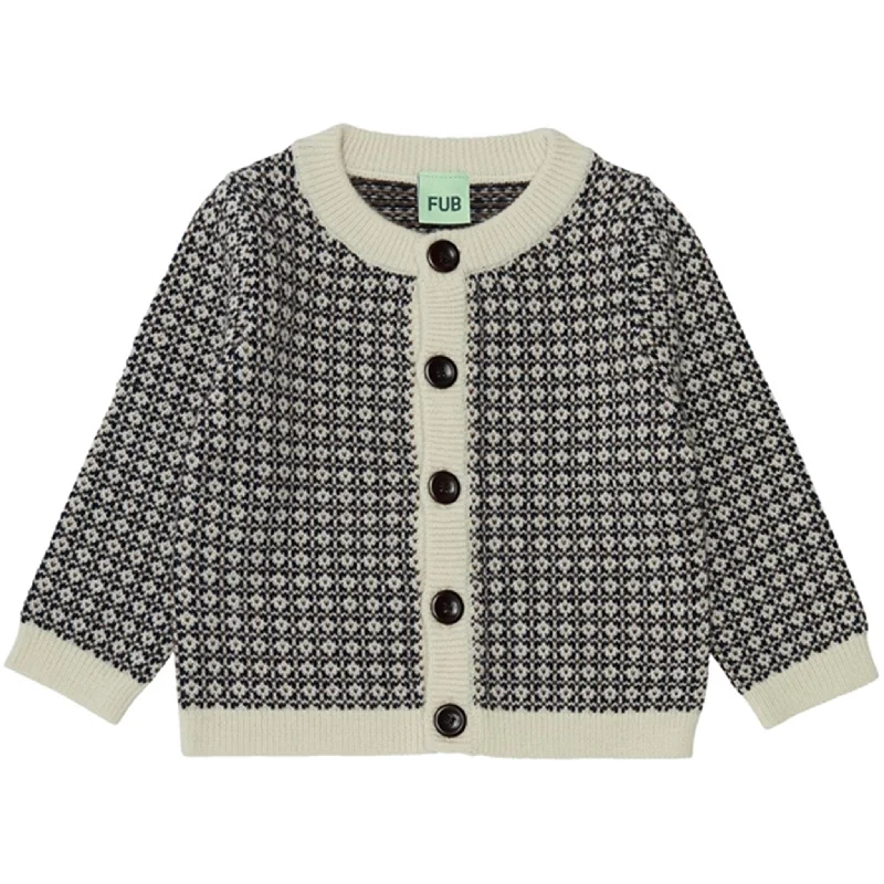 FUB Baby Nordic Cardigan Ecru/Dark Navy/AmberPadded cardigan