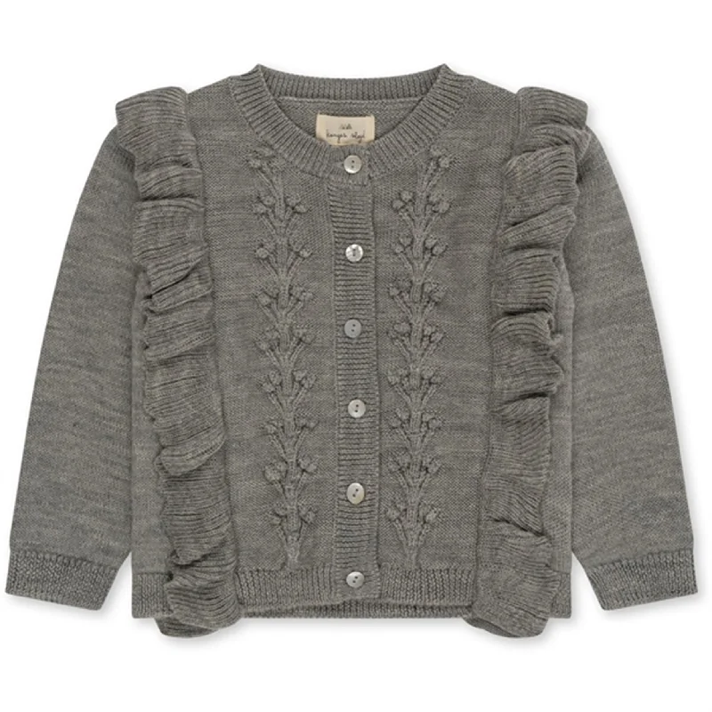 Konges Sløjd Grey Melange Fiol Frill CardiganEco-friendly cardigan