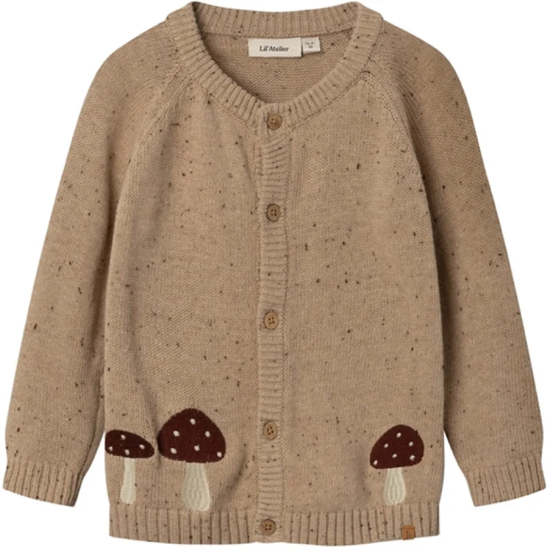 Lil'Atelier Warm Sand Melange Galto Knit CardiganGeometric cardigan