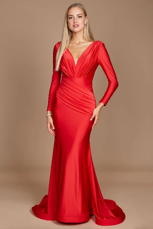 Long Sleeve Formal Fitted Evening Dress RedTightexecution