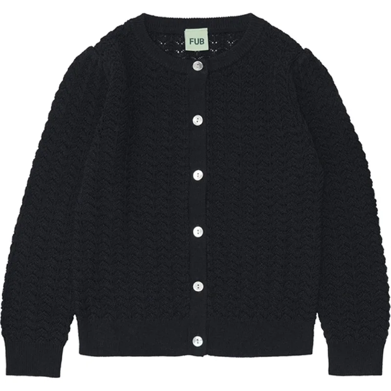 FUB Pointelle Cardigan Dark NavyKids’ cardigan