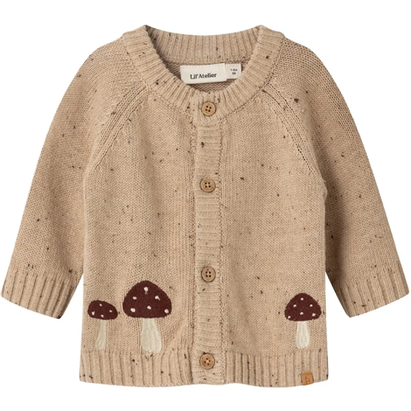 Lil'Atelier Warm Sand Melange Galto Knit CardiganNeutral cardigan