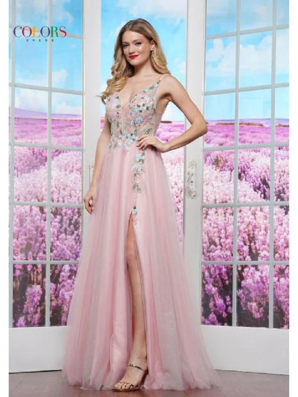 Colors 3612 Long Formal A Line Slit Evening Prom DressTightperformance