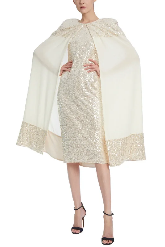 Badgley Mischka SC3829 Short Fitted Cape Cocktail DressTightbond