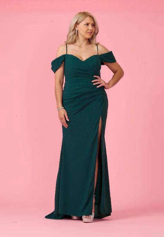 Long Formal Off The Shoulder Wrap Evening Dress Emerald GreenTightplan