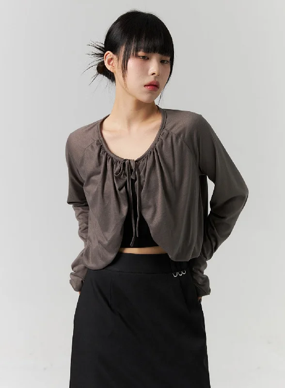 Ribbon Tie Bolero Cardigan CS318Gradient cardigan