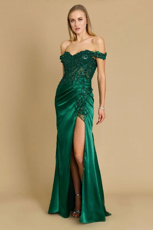 Fitted Corset Off the Shoulder Formal Prom Dress EmeraldTightfocus