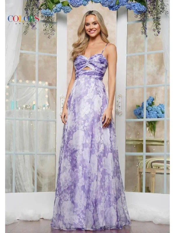 Colors 3574 Long A Line Print Formal Prom DressTighthat