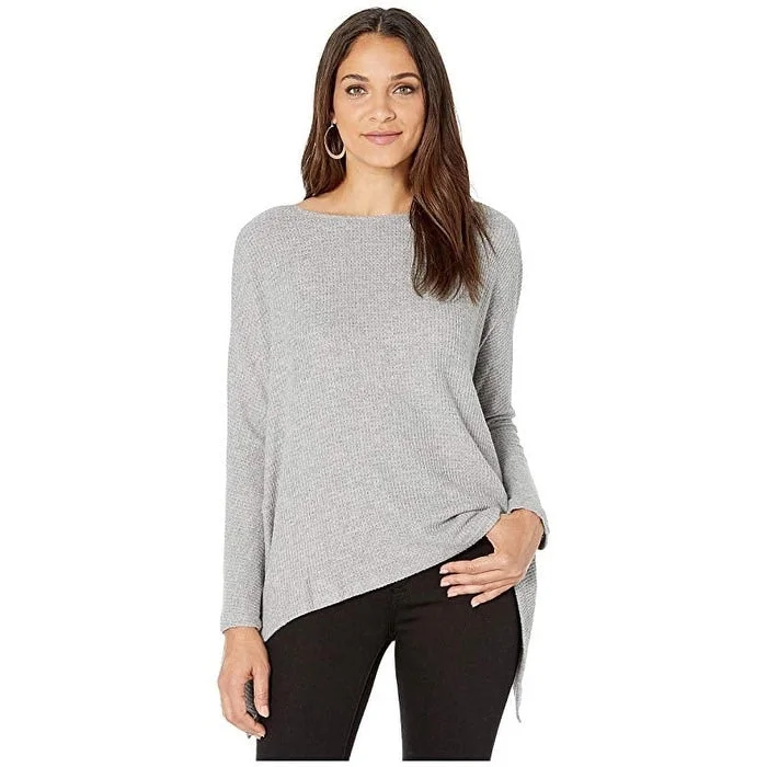 1.State Women's Cozy Twist Waffle Sweater Gray Size SmallWool Knit Tops