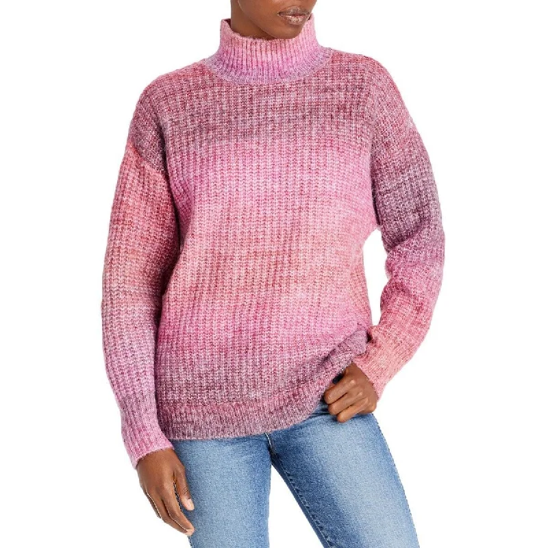 Aqua Women's Mock Neck Sweater PinkTasseled Knit Tops