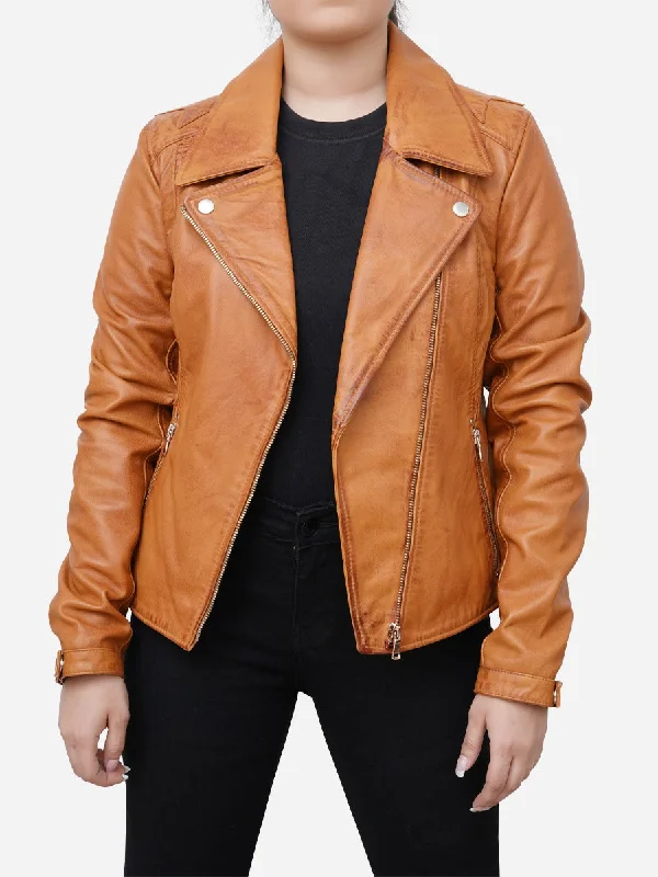 Catalina Motorcycle Distressed Brown Leather JacketWool Jackets