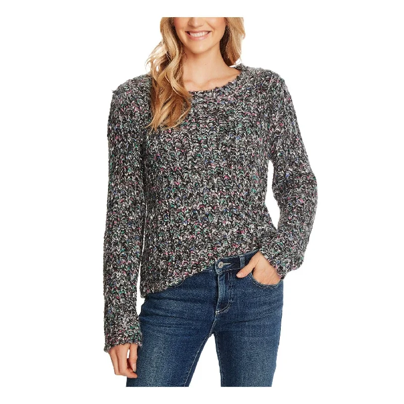 Cece Women's Long Sleeve Jewel Neck Sweater Gray Size X-SmallButton-Up Knit Tops