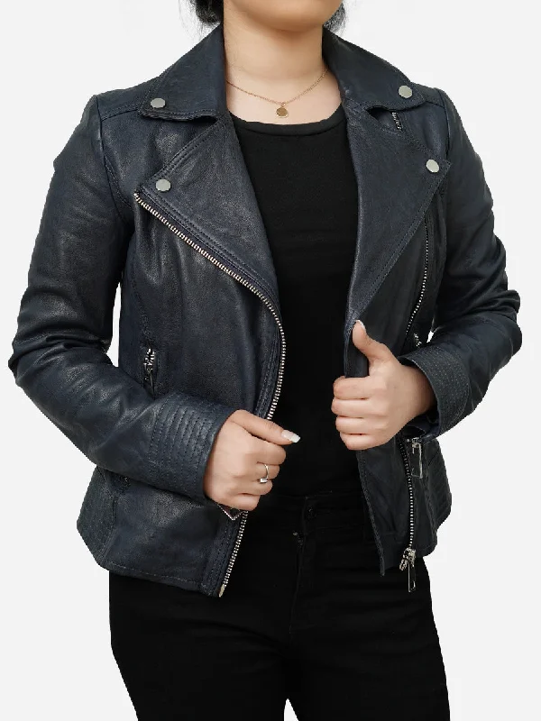 Daisy Vintage Style Retro Black Leather JacketDown Jackets