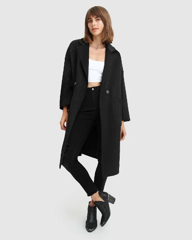 Publisher Double-Breasted Wool Blend Coat - BlackTrack Jackets