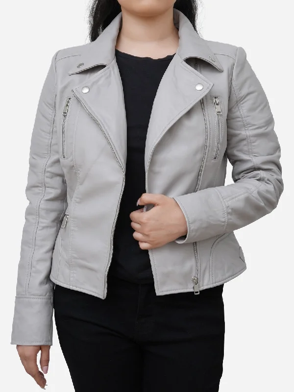 Eliana Grey Leather Motorcycle JacketUrban Jackets