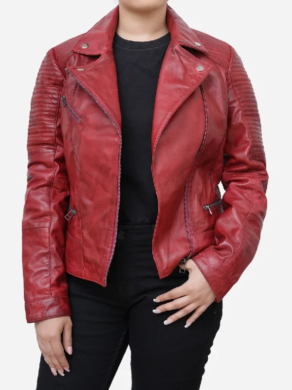 Juliette Quilted Wine Red Leather JacketSummer Jackets