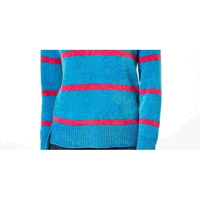 Maison Jules Women's Striped Chenille Sweater Blue Size SmallCycling Knit Tops