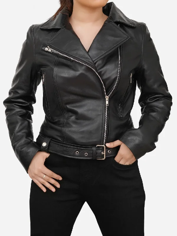 Margaret Slim Fit Black Leather Moto JacketUrban Jackets