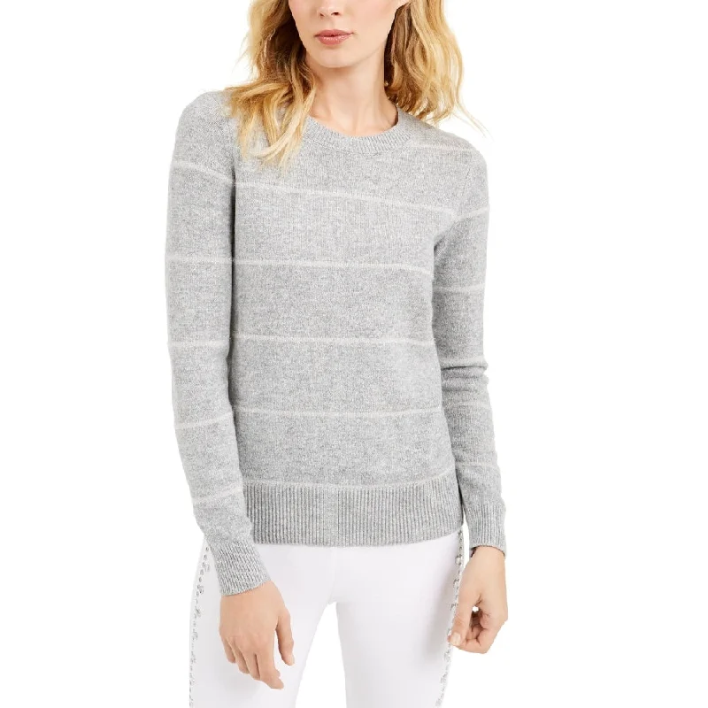 Michael Kors Women's Tinsel Striped Sweater Gray Size SmallHooded Knit Tops