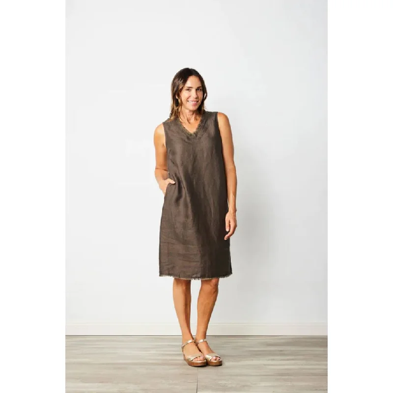 See Saw Linen Raw Edge Sleeveless DressBranded Jackets