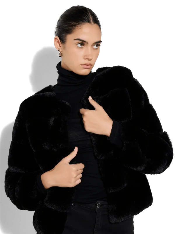 Teddi Black Fur CoatPolyester Jackets