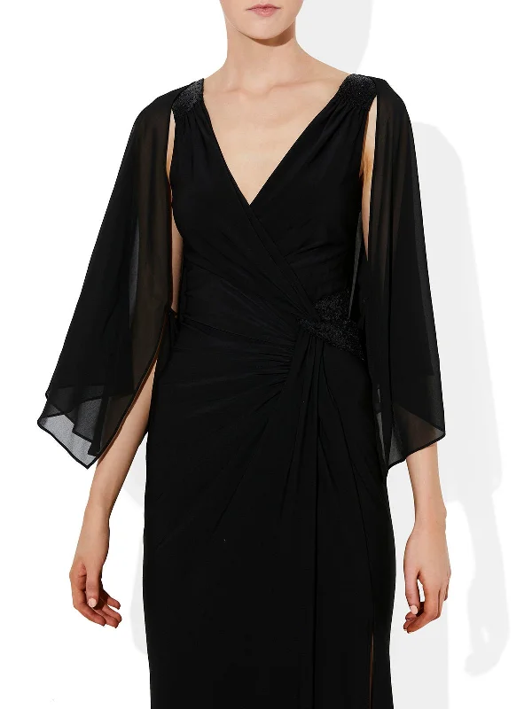 Twiggy Black Chiffon WrapParka Jackets