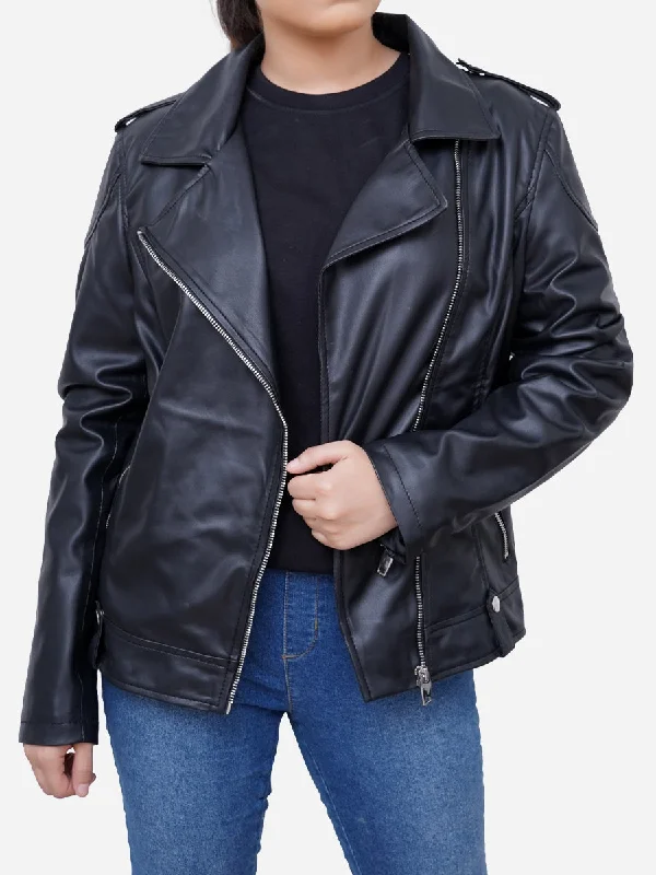 Victoria Black Leather Vintage Style Motorcycle JacketCultural Jackets