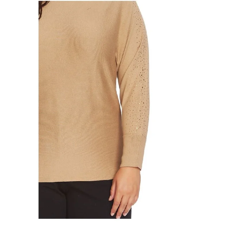 Vince Camuto Women's Plus Embellished Dolman-Sleeve Sweater Brown Size 1XPunk Knit Tops