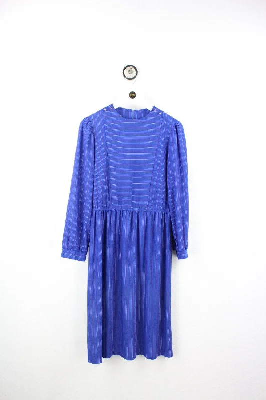 Vintage Blue Stripes Dress (M)Pocketed Knit Tops