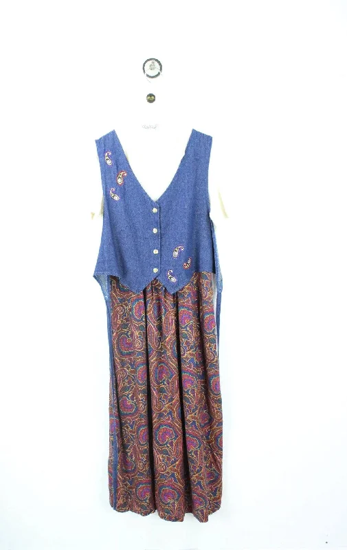 Vintage  Denim Dress (M)Thermal Knit Tops