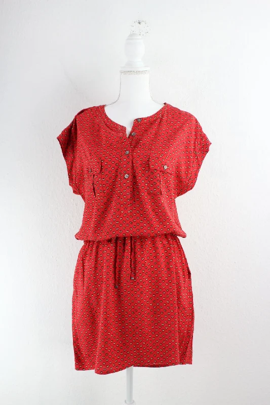 Vintage Red Cozy Dress (M)Hemp Knit Tops