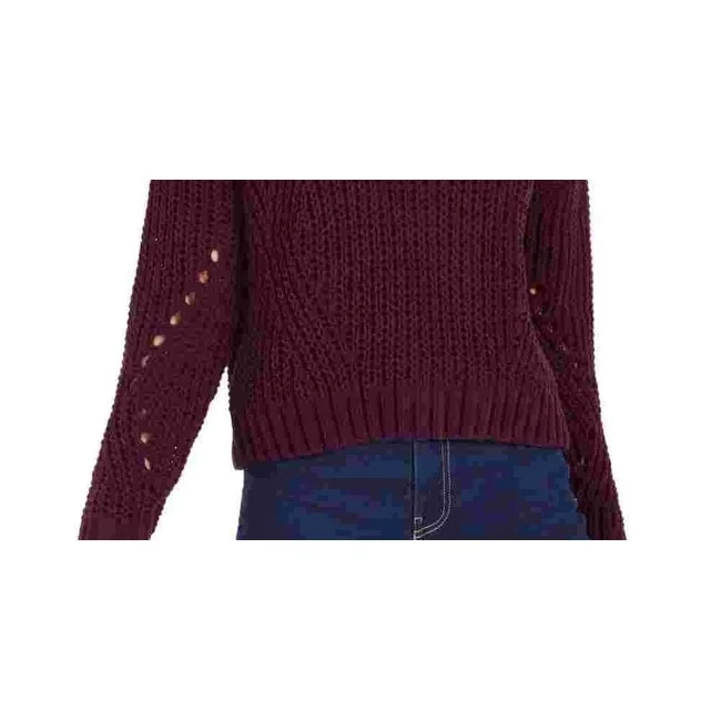 Wynter Women's Pointelle Chenille Sweater Wine Size MediumLounge Knit Tops