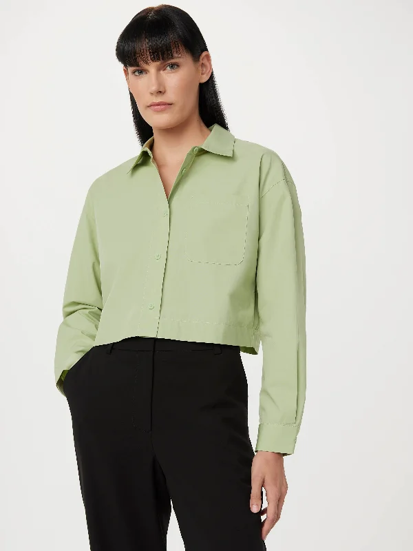 The Cropped Poplin Shirt in Jade GreenCroptoplinen