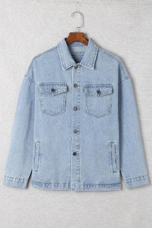 DenimButton Down Collared Denim Jacket