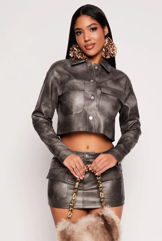 Almost Famous Vintage Faux Leather Cropped JacketCroptopspirit