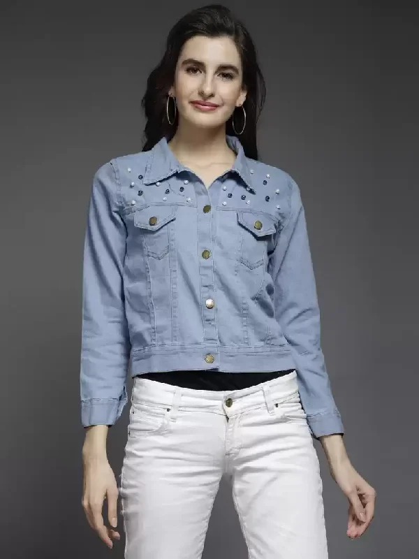 Cowboy scarfTANDUL  Full Sleeve Solid Women Denim Jacket