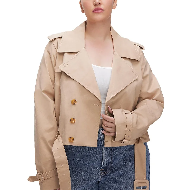 Good American Womens Cropped Short Trench CoatCroptopseam