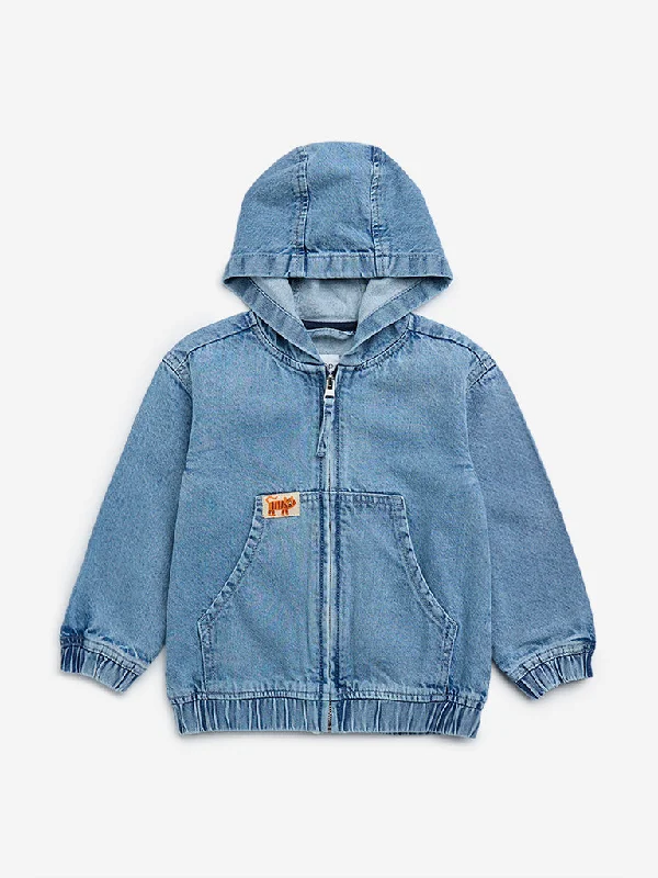 Denim jacketHOP Kids Blue Text Design Denim Jacket