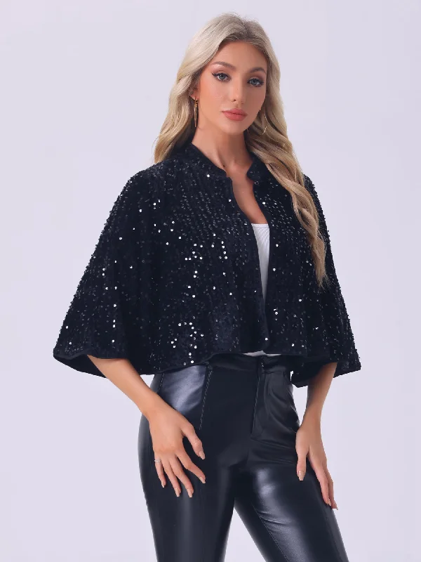 Sequin Glitter Velevet Evening Cropped Bolero JacketCroptopvibe