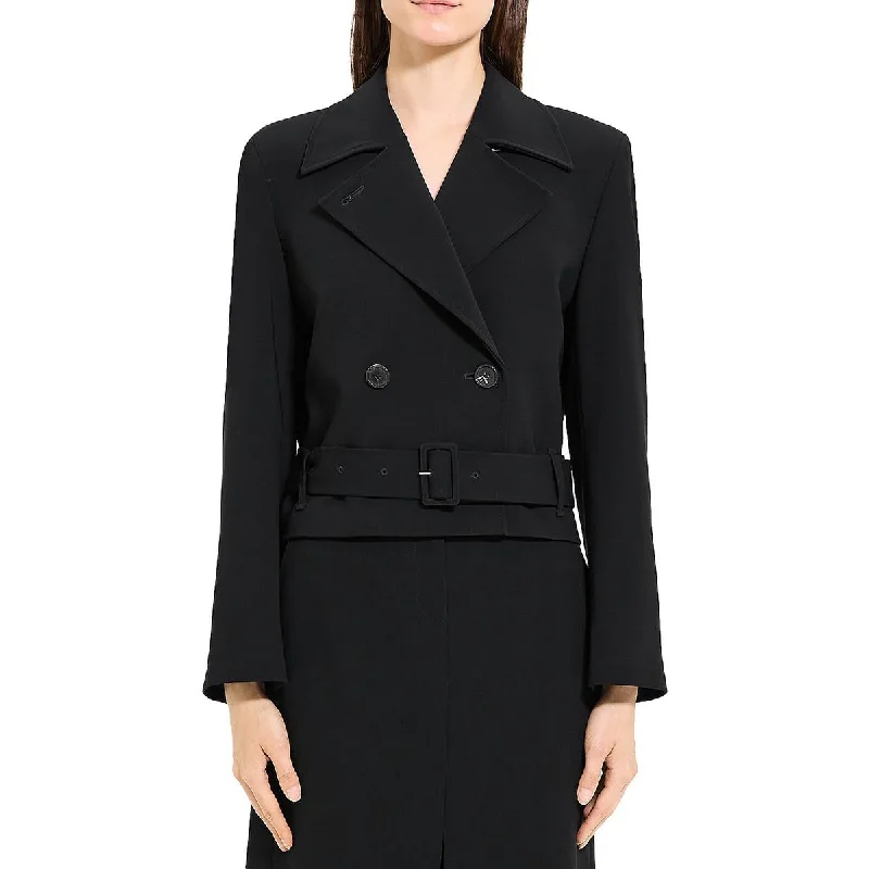 Theory Womens Cropped Double Button Trench CoatCroptopsleeve