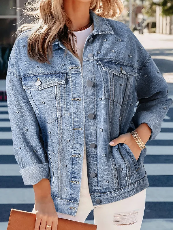 OverallStylish Ripped Denim Jacket with Lapel Pocket