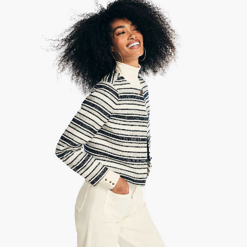 Nautica Womens Striped Cropped JacketCroptopvirtual