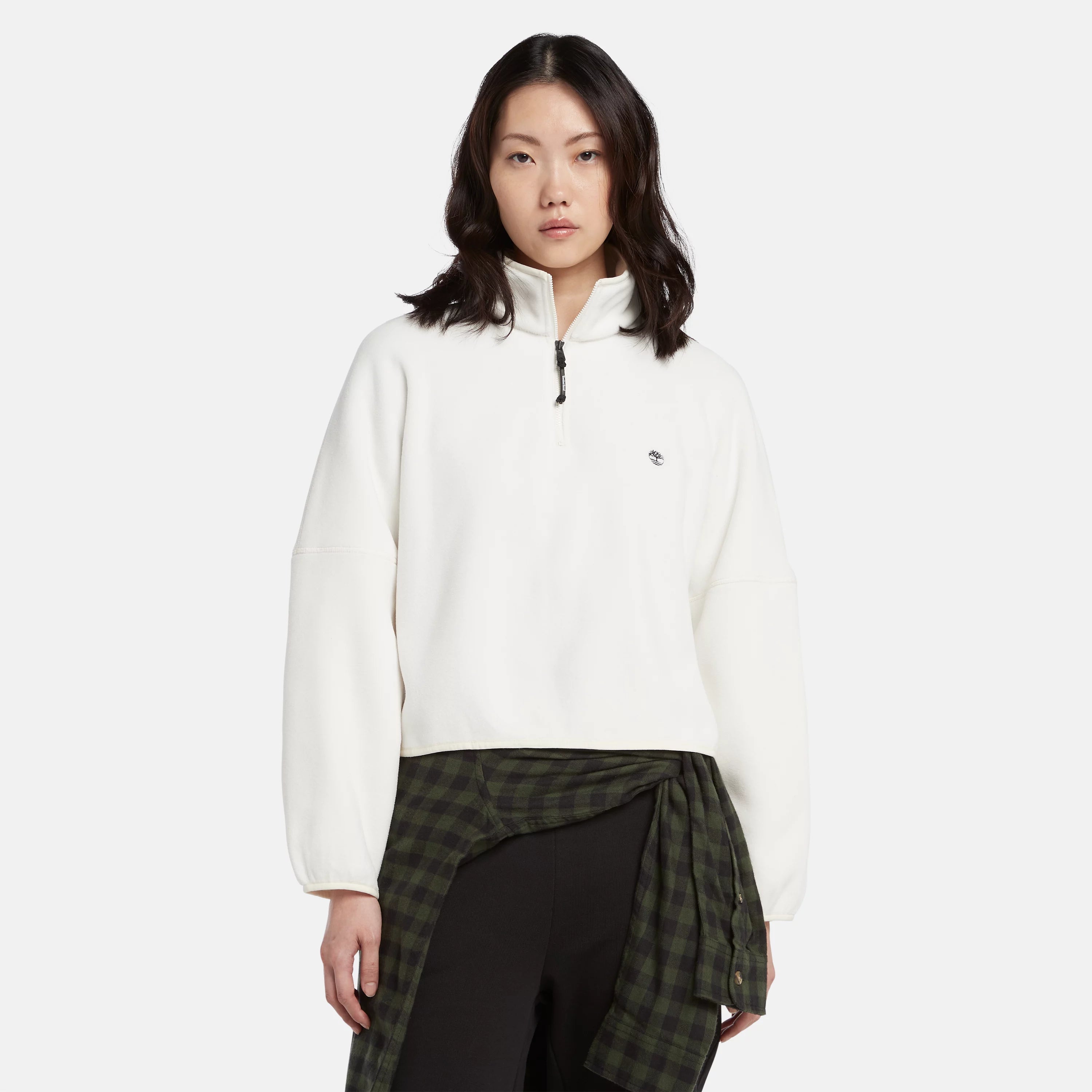 Women's Cropped Funnel-Neck Fleece JacketCroptopcollector